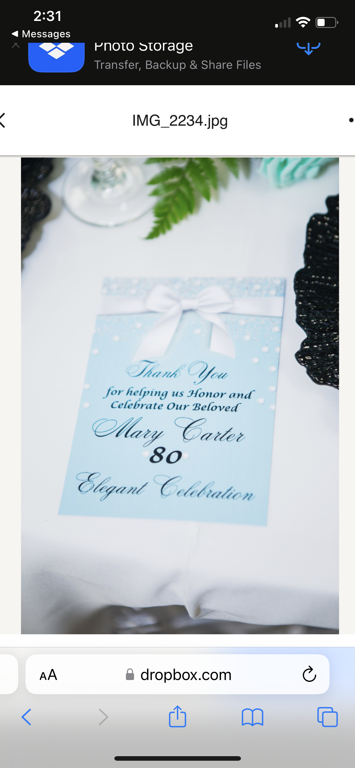 Customized Placement Card